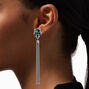 Black Panther Silver-tone Chain Tassel 4&quot; Drop Earrings ,
