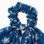 Embroidered Floral Denim Hair Scrunchie Scarf,