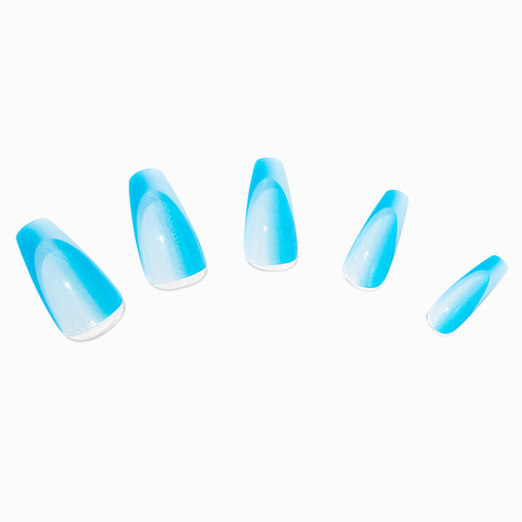 Blue Shadow French Squareletto Vegan Faux Nail Set - 24 Pack,