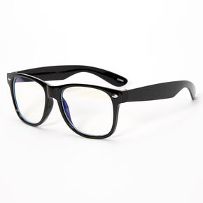 Solar Blue Light Reducing Black Retro Clear Lens Frames,