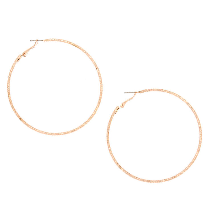 Rose Gold 70MM Laser Cut Hoop Earrings,