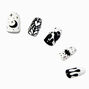 Halloween Black &amp; White Icons Squareletto Press On Faux Nail Set - 24 Pack,