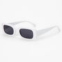 White Rectangular Retro Sunglasses,