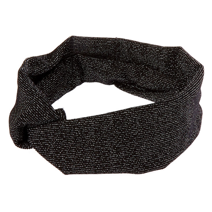Wide Jersey Lurex Black Headwrap,