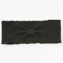 Ribbed Knotted Ruffle Headwrap - Black,