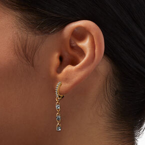 Gold-tone Crystal Dangle Clicker Hoop Earrings,