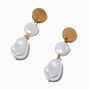 Gold-tone Faux Pearl 1.5&quot; Drop Earrings ,