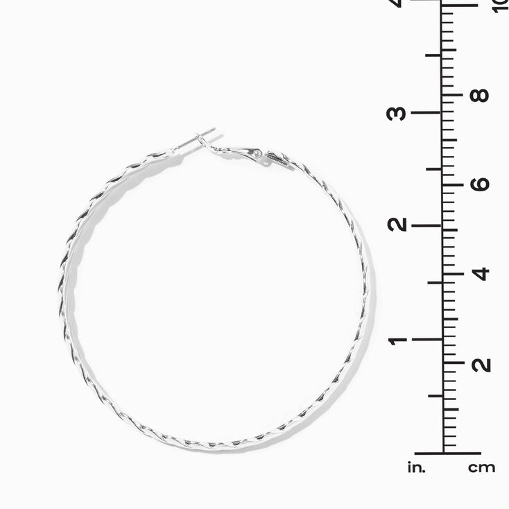 Silver 70MM Twisted Hoop Earrings,