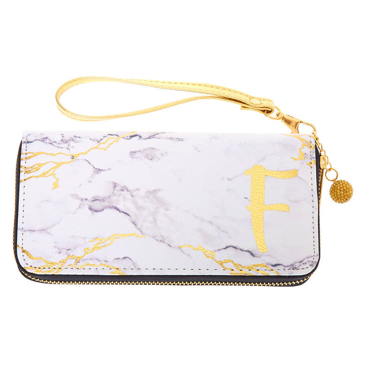 Marble Initial Wristlet - F,
