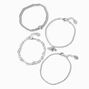 Silver Heart Charm Bracelet Set - 4 Pack,
