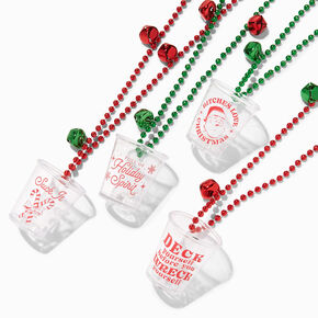 Sarcastic Christmas Beaded Shot Glass Necklaces - 4 Pack,
