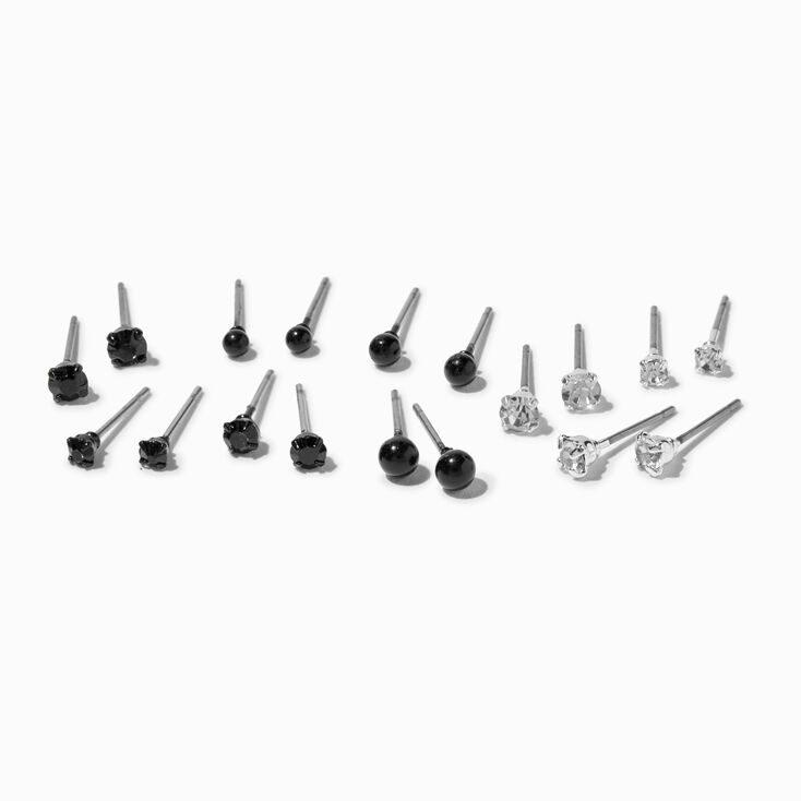 Boxed Heart Framed Round Cubic Zirconia Stud Earrings Set,