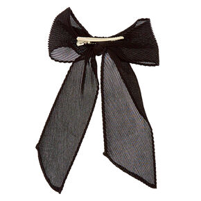 Black Pleated Chiffon Hair Bow Cli,