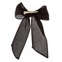 Pleated Chiffon Hair Bow Clip - Black,