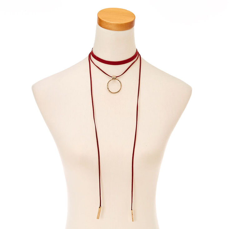 Red Leather Choker Necklace,