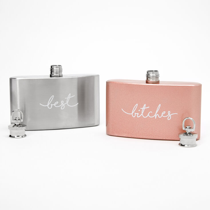 Best Bitches Two Piece Stacking Flask Set,