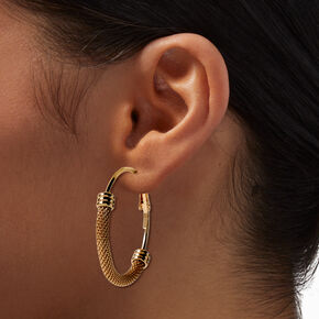 Gold-tone Half Mesh 40MM Hoop Earrings,