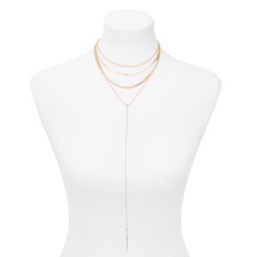 Gold Bar Chain Multi Strand Necklace,