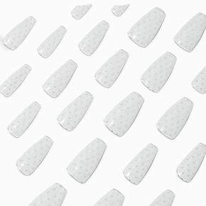 White Lace Squareletto Vegan Faux Nail Set - 24 Pack,