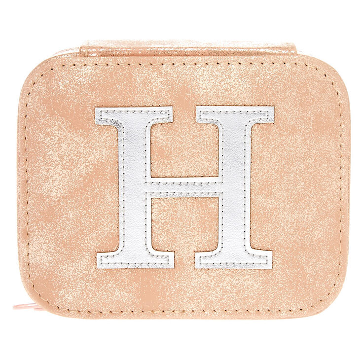 Blush Pink "H" " Initial Jewelry Case,