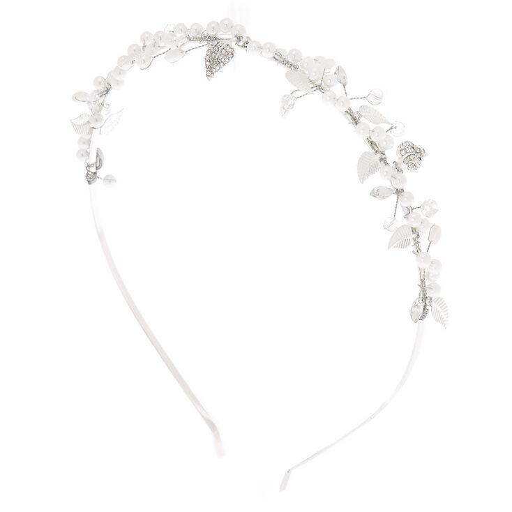 Silver Pearl Vine Headband,