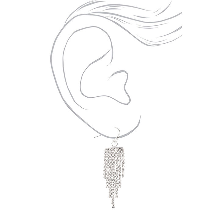 Silver Rhinestone Multi-Row Bracelet &amp; Earrings Jewelry Set - 2 Pack,