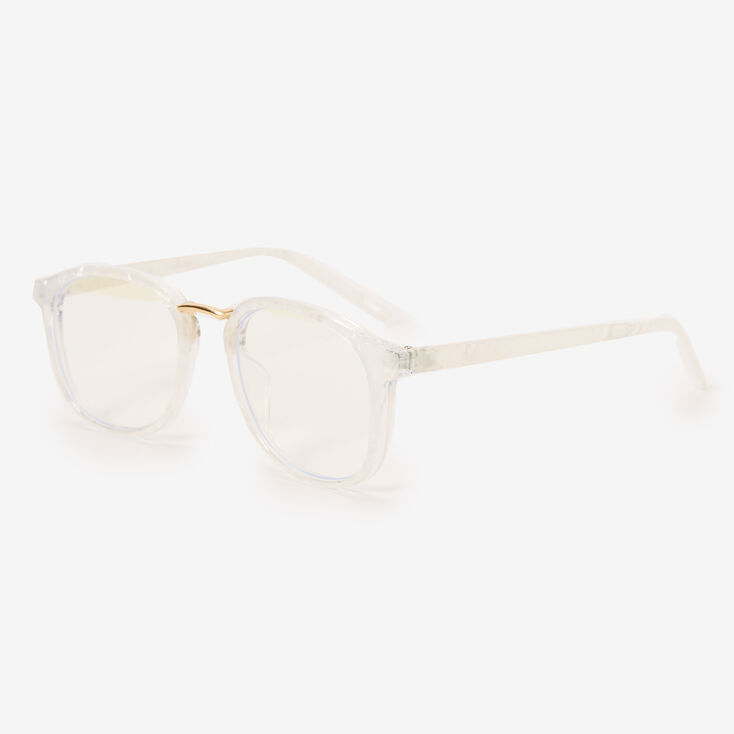 Clear Tortoiseshell Browline Clear Lens Frames - White,