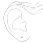Silver Cubic Zirconia Round Stud Earrings - Pink, 3MM,