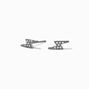 Silver Titanium Crystal Lightning Bolt Stud Earrings,