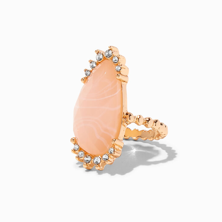 Gold Blush Pink Statement Ring,