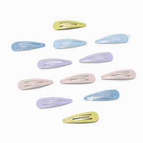 Pastel Glitter Snap Hair Clips - 12 Pack,