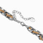Mixed Metal Weaved Chain Necklace ,