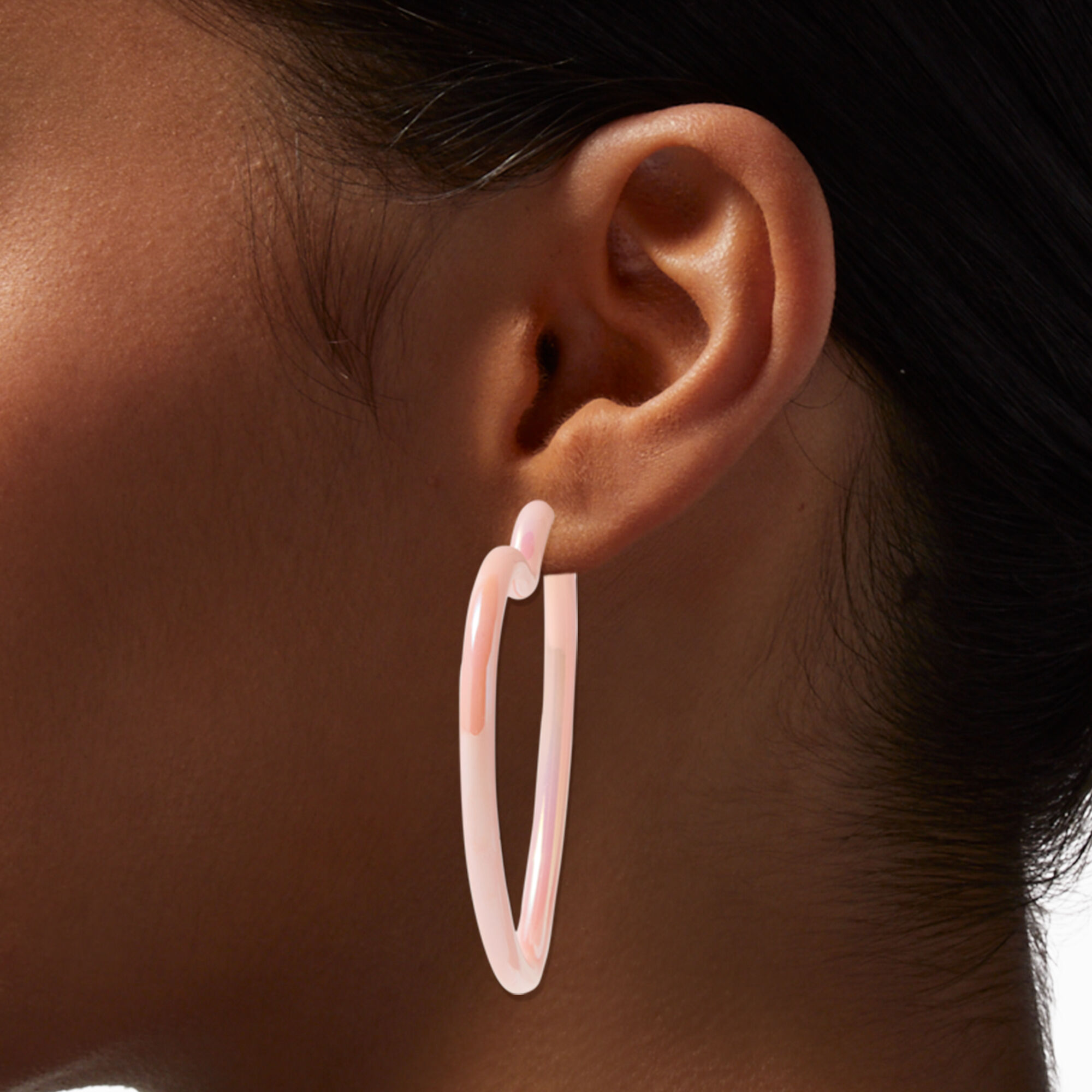 Pink Blush 70MM Heart Hoop Earrings Icing US