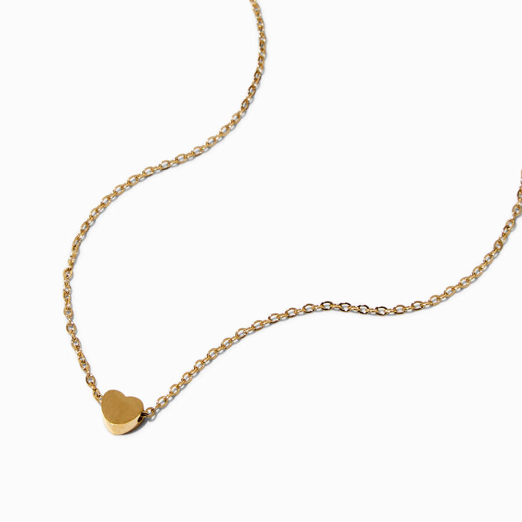 Gold-tone Stainless Steel Heart Pendant Necklace,