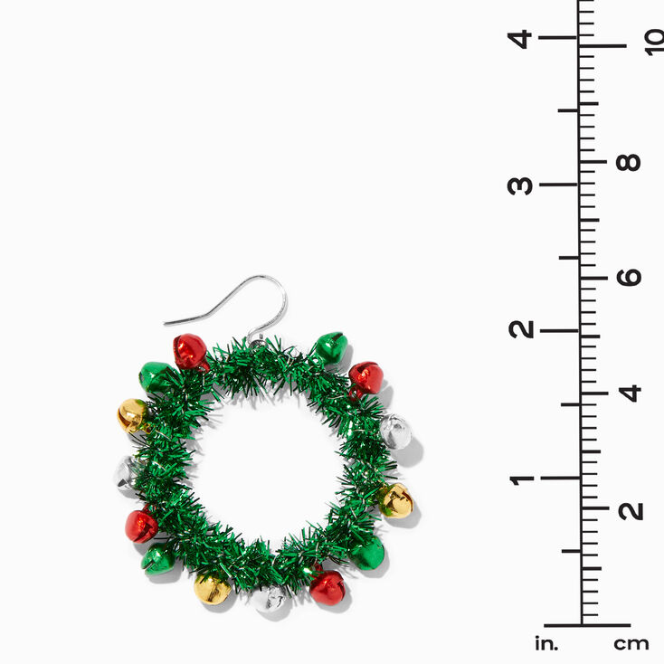 Christmas Tinsel Wreath Hoop Earrings,