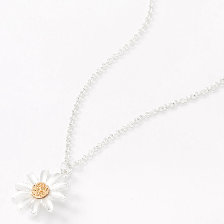 Silver Dainty Daisy Pendant Necklace,