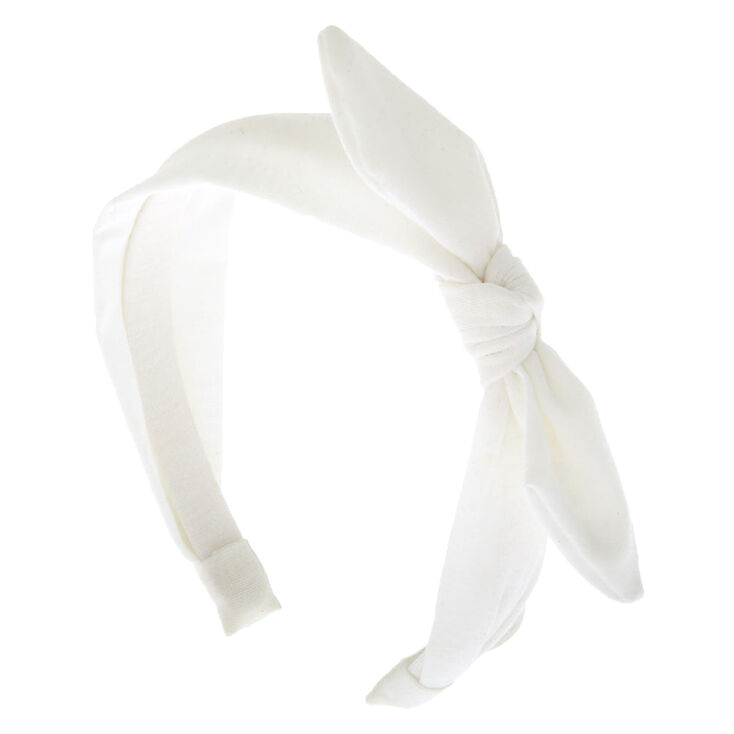 Knotted Bow Headband - White,
