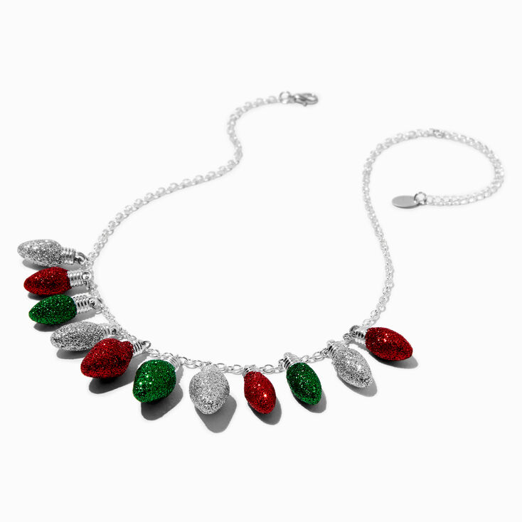 Glitter Christmas Bulbs Statement Necklace,
