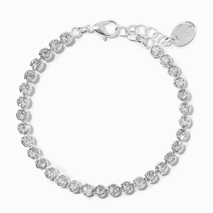 Silver Crystal Bezeled Tennis Bracelet,