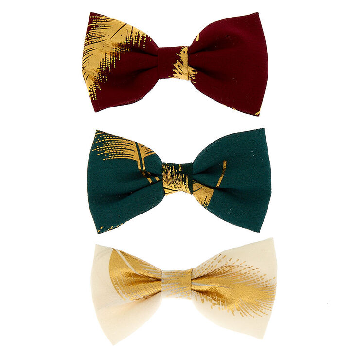 Metallic Leaf Mini Hair Bow Clips - 3 Pack,