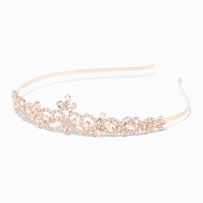 Rose Gold Rhinestone Filigree Tiara,