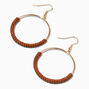 Brown Sueded Gold Hoop 1.5&quot; Drop Earrings,