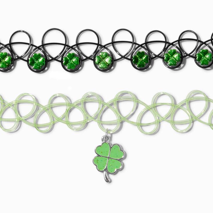 St. Patrick&#39;s Day Shamrocks Tattoo Choker Necklaces - 2 Pack,