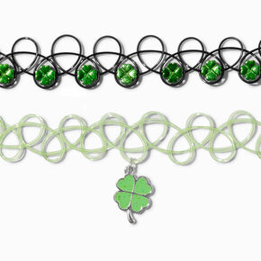 St. Patrick&#39;s Day Shamrocks Tattoo Choker Necklaces - 2 Pack,