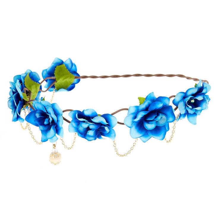 Gold-tone Chain Blue Ombre Flower Crown,