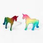 Sterling Silver Rainbow Unicorn Stud Earrings,