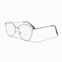 Solar Blue Light Reducing Silver Round Black Browline Clear Lens Frames,