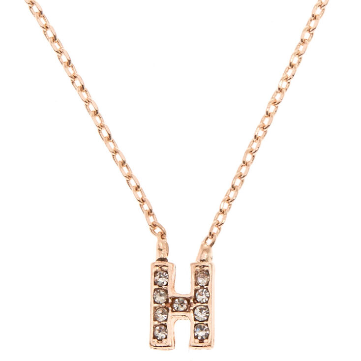 Rose Gold Initial Necklace - H,
