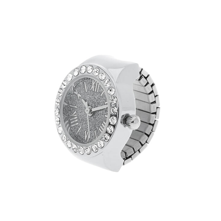 Silver Glitter Ring Watch,