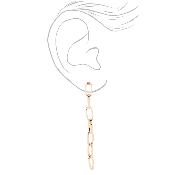 Gold 2.5&quot; Chain Link Linear Drop Earrings,